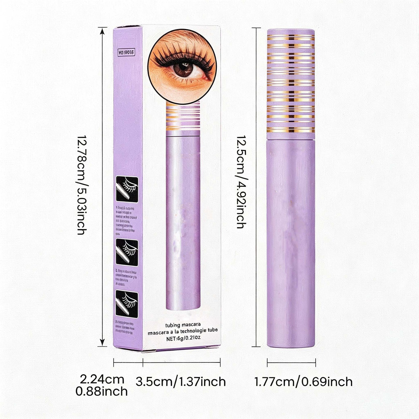 Tubing Mascara, Natural Volumizing Lash Primer, Smudge‑Resistant Long‑Lasting Eye Makeup
